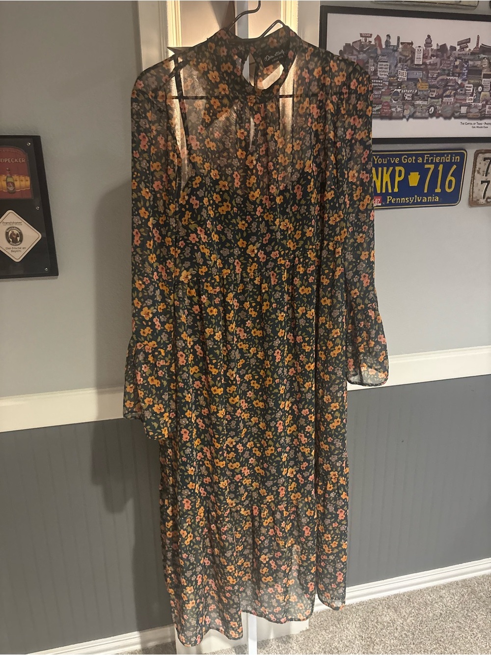 Miss Selfridge Floral Chiffon Midi Dress Size 10 - Picture 2 of 5